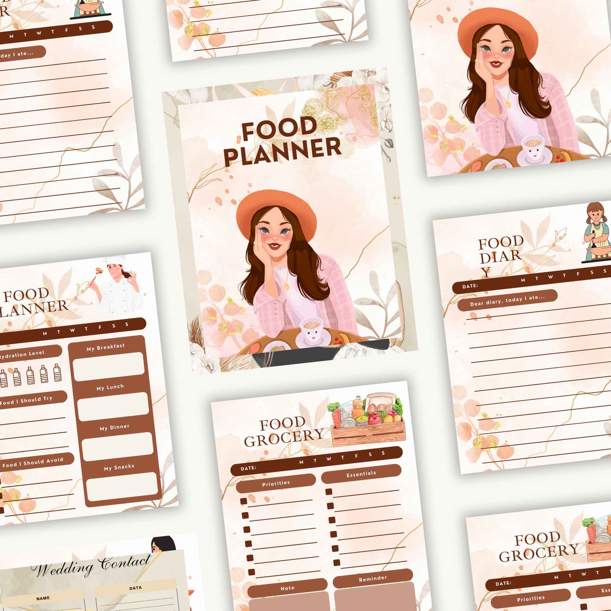 Weekly Meal Planner with Grocery List Printable Template